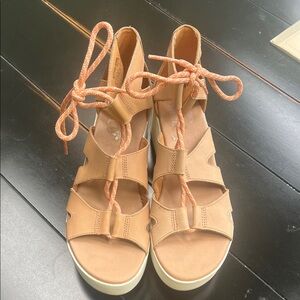 Sorel Tan Lace-Up Sandals